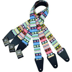 Colonial Leather Candy Stripe Guitar Strap - Australian Made (Blue/Yellow/Red)